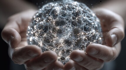 Glowing sphere cradled in open hands
