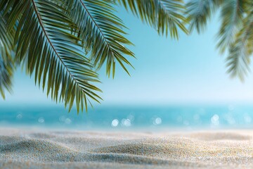 Tropical beach scene with palm fronds (4)
