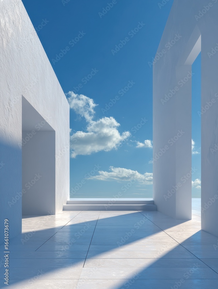 Poster minimalist architectural design a starkly modern architectural composition bathed in sunlight featur