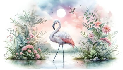 flamingo in the water