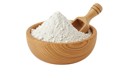 Isolated Flour in Wooden Bowl