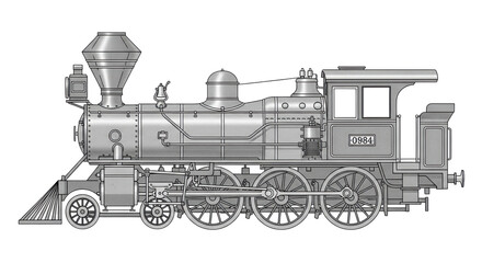 Isolated Steam Train Illustration