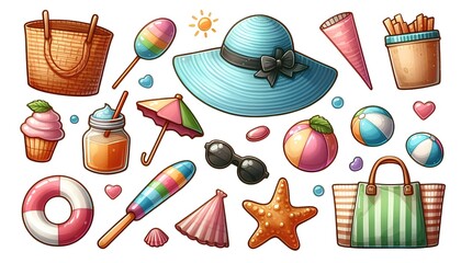 set of summer accessories