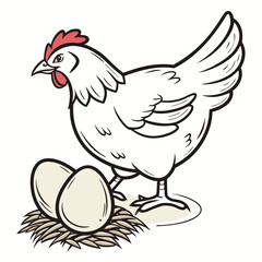 A hen with its eggs vector illustration design is on a white background 