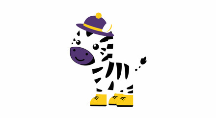 Cute Cartoon Zebra Vector SVG Illustration with Hat and Boots in Flat Design Style