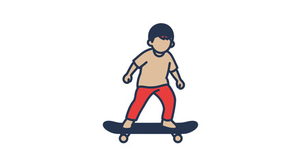 Minimalist Vector SVG Illustration of Girl Skateboarding with Flat Design Style featuring Bold Colors and Simple Shapes