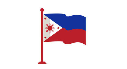 Vector SVG Icon of Flag with Sun and Stars in Modern Flat Style Featuring Red Blue and White Colors