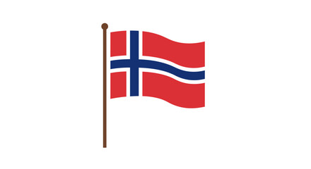 Icon Vector SVG Illustration of Norwegian Flag with Geometric Shapes Flat Design in Red Blue White Colors