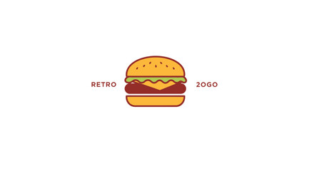 Minimalist Vector SVG Icon of Retro Burger with Flat Design Style in Bright Colors