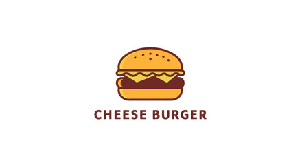Minimalist Vector SVG Icon of Cheese Burger with Flat Design Style in Warm Colors
