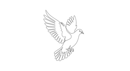 Vector Minimalist Line Art SVG Illustration of Flying Dove with Outlined Feathers in Elegant Modern Style for Digital and Branding Use