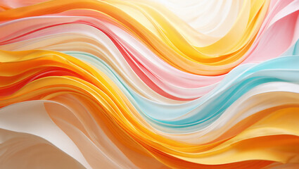 Obraz premium Vibrant abstract background with flowing colorful waves and soft light. Modern digital art illustration of silky smooth texture.