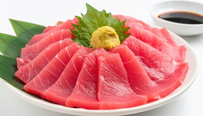 Tuna Sashimi Platter with Wasabi and Soy Sauce