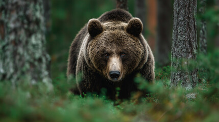 Fototapeta premium A brown grizzly beat looking to the camera , animal photography.
