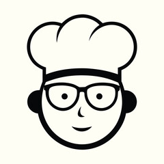 Simple Chef Face Logo with Glasses and Apron Design