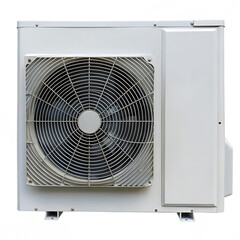 Outdoor air conditioner unit with fan isolated on a transparent background outdoor unit