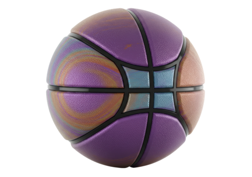 Isolated Iridescent Futuristic Basketball Ball with Abstract Design - Powered by Adobe