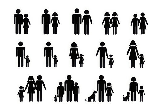 Diverse family silhouettes showing different family structures and companionship