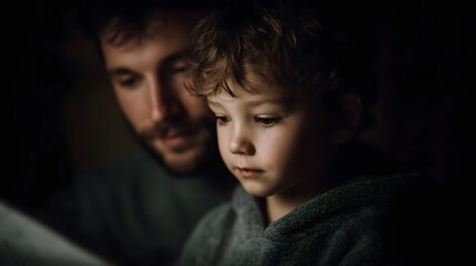 A father and son sharing a warm moment over a cherished drawing