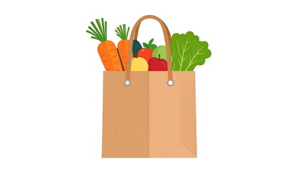 Grocery paper bag filled with fresh produce