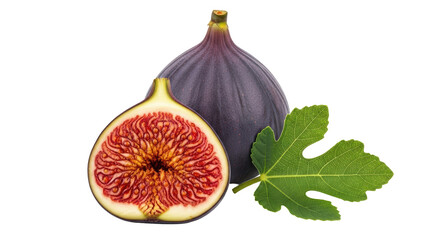 Isolated Fresh Figs with Leaf