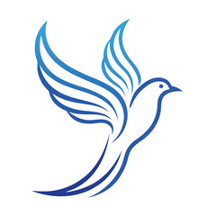 Fototapeta premium Minimalist line art illustration of a single dove in flight symbolizing peace hope and freedom rendered in clean vector graphics