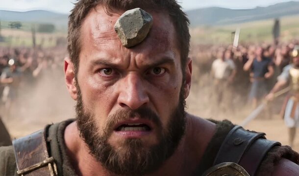 David Defeats Goliath, A Legendary Biblical Battle of Faith and Courage