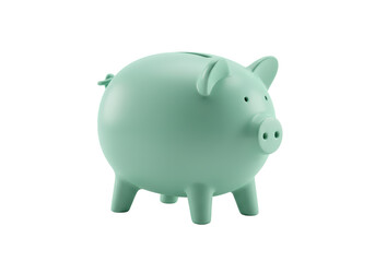Isolated Mint Green Piggy Bank for Savings and Finance
