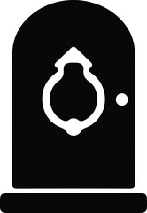 Illustrator Vector antique wooden door with knocker silhouette