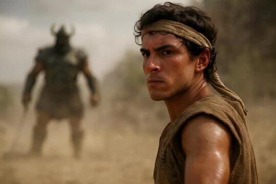 David Defeats Goliath, A Legendary Biblical Battle of Faith and Courage