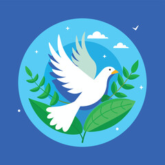 Obraz premium Stylized illustration celebrating international day of peace with abstract shapes and vibrant colors suitable for global awareness campaigns