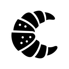 A minimalist flat icon of a crescent-shaped croissant