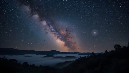 Stunning Milky Way Over Mountain Landscape in Chiang Mai, Thailand Night Sky