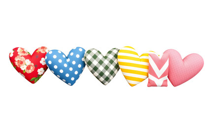 Colorful Heart-Shaped Pillows Arrayed in a Row