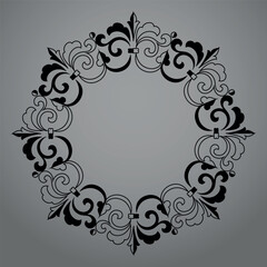 Decorative frame Elegant vector element for design in Eastern style, place for text. Floral black and gray border. Lace illustration for invitations and greeting cards