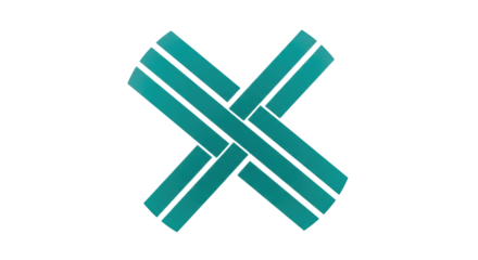 Isolated Abstract Teal X Shape