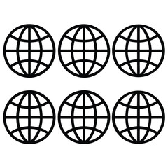 Obraz premium A clean minimalist vector graphic featuring a repeating pattern of six identical black abstract shapes arranged in a horizontal row on a white background