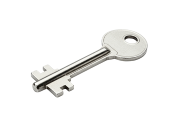 Isolated Plain Silver Metal Key with Simple Teeth Design