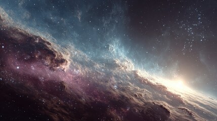 Cosmic nebula swirls in vibrant colors