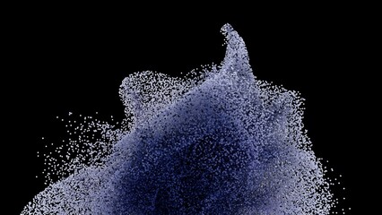 Abstract Blue Particle Wave on Black Background