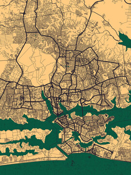 Abidjan C&ocirc;te d'Ivoire City Street Map. Abstract city banner urban art, abstract downtown paint, business city panorama, hand paint city