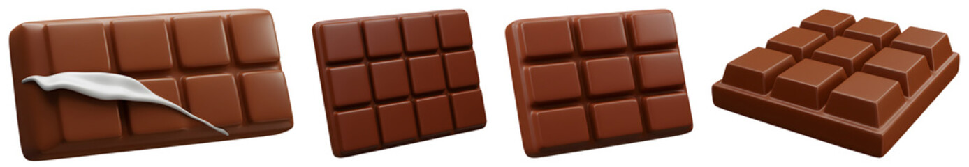 Fototapeta premium Assorted Milk Chocolate Bars on Black Backdrop Each Divided into Squares