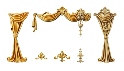 Golden Curtains and Ornate Decorative Elements