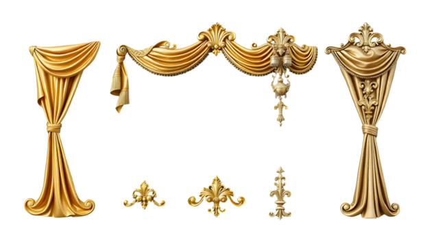 Golden Curtains and Ornate Decorative Elements