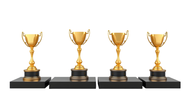 Golden Trophies on Black Pedestals, Award Ceremony Concept