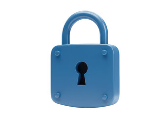 Isolated Blue 3D Padlock Icon with Keyhole, Symbolizing Security and Protection