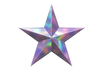 Obraz premium Isolated Holographic Shiny Five-Pointed Star on White Background