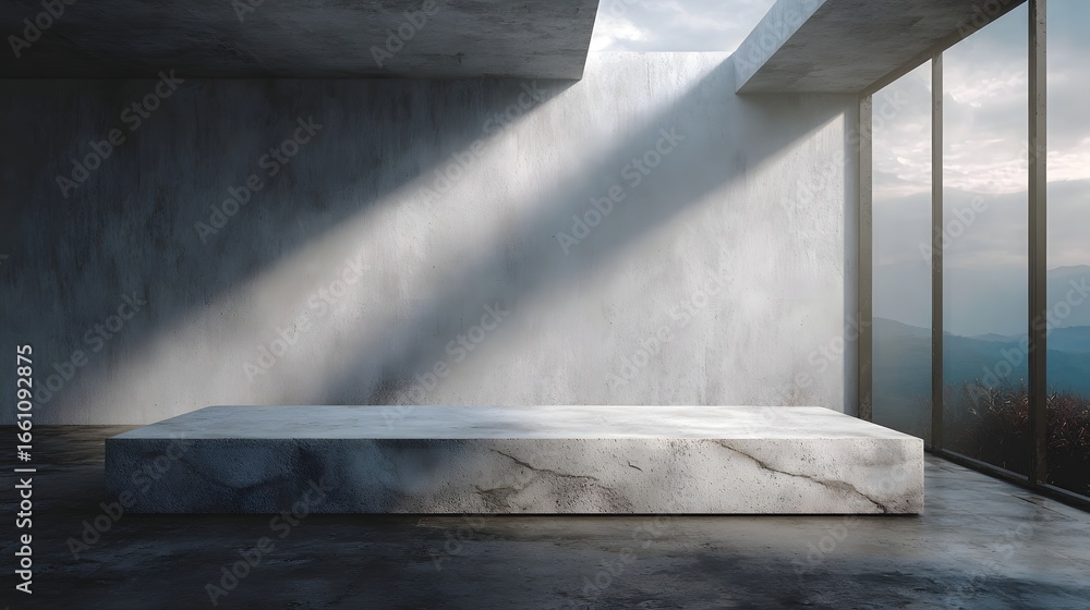 Canvas Prints modern concrete display podium under skylight in an architectural scene