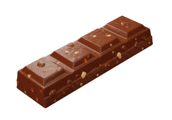 Isolated Dark Chocolate Bar with Nuts and Sprinkles on White Background