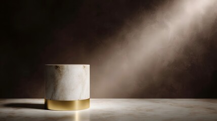 Gold trimmed pedestal in an elegant dramatic space